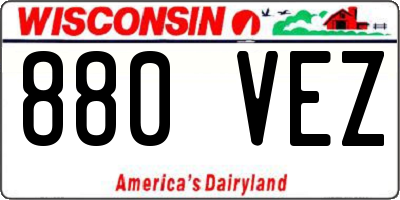 WI license plate 880VEZ