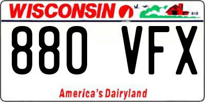 WI license plate 880VFX
