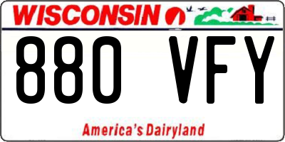 WI license plate 880VFY