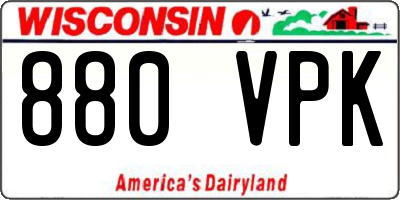 WI license plate 880VPK