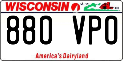WI license plate 880VPO