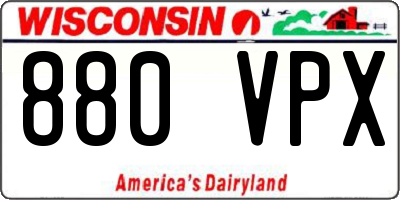 WI license plate 880VPX