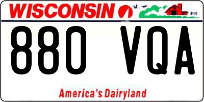 WI license plate 880VQA