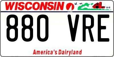 WI license plate 880VRE