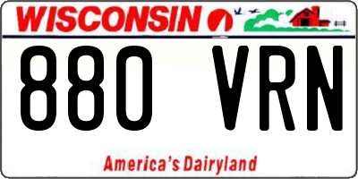 WI license plate 880VRN