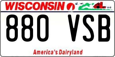 WI license plate 880VSB