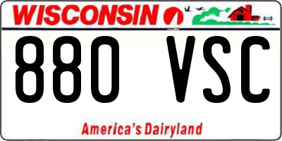 WI license plate 880VSC
