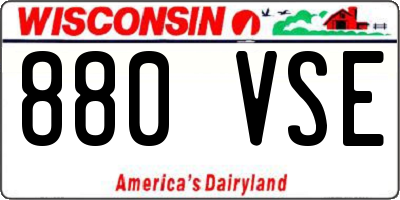 WI license plate 880VSE