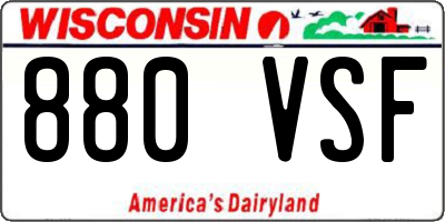 WI license plate 880VSF