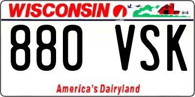 WI license plate 880VSK