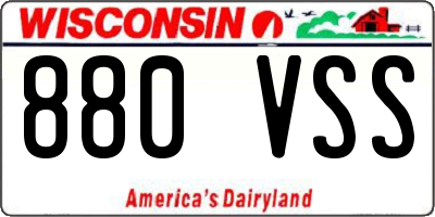 WI license plate 880VSS