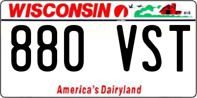 WI license plate 880VST