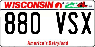 WI license plate 880VSX