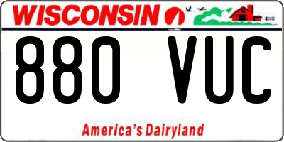 WI license plate 880VUC