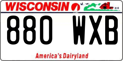 WI license plate 880WXB