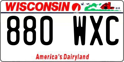 WI license plate 880WXC