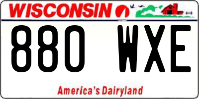 WI license plate 880WXE