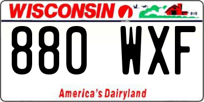 WI license plate 880WXF