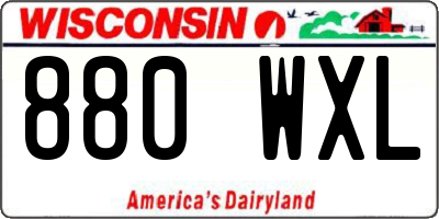 WI license plate 880WXL