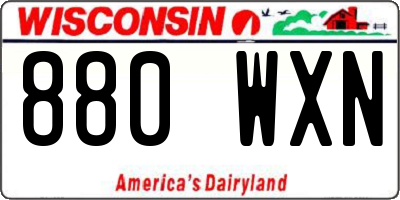 WI license plate 880WXN