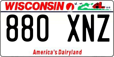 WI license plate 880XNZ