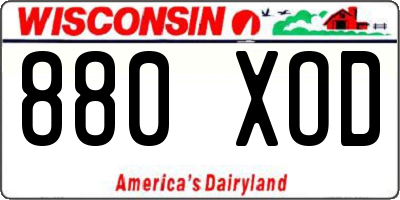 WI license plate 880XOD