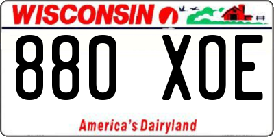 WI license plate 880XOE