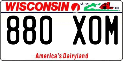 WI license plate 880XOM