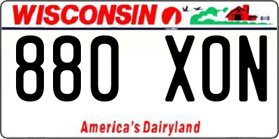 WI license plate 880XON