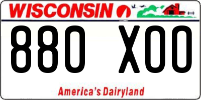 WI license plate 880XOO