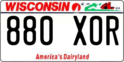 WI license plate 880XOR