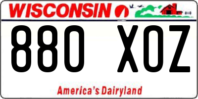 WI license plate 880XOZ