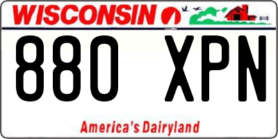 WI license plate 880XPN