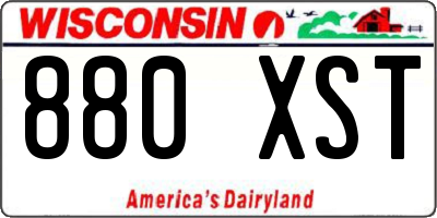 WI license plate 880XST