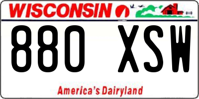 WI license plate 880XSW