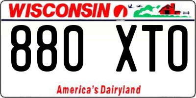 WI license plate 880XTO