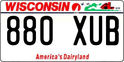 WI license plate 880XUB