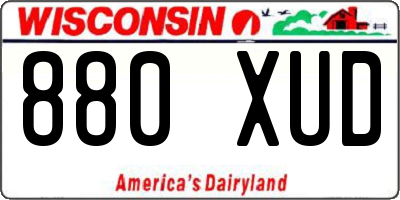 WI license plate 880XUD