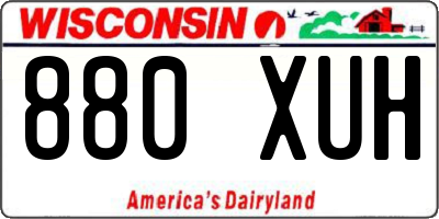 WI license plate 880XUH