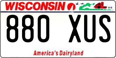 WI license plate 880XUS