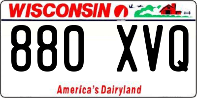 WI license plate 880XVQ