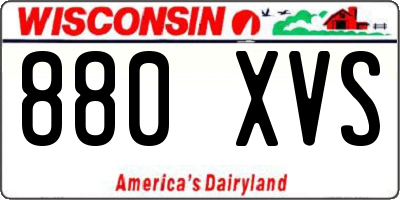 WI license plate 880XVS