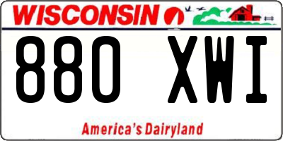 WI license plate 880XWI