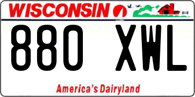 WI license plate 880XWL