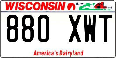 WI license plate 880XWT