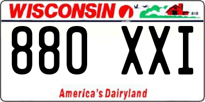 WI license plate 880XXI