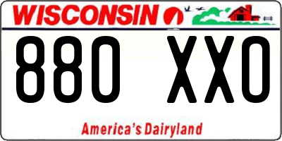 WI license plate 880XXO