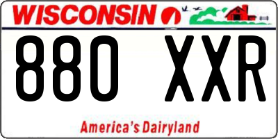 WI license plate 880XXR