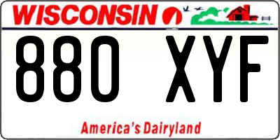 WI license plate 880XYF