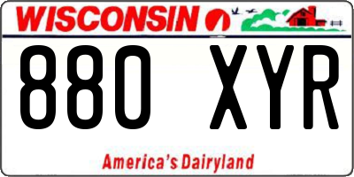 WI license plate 880XYR